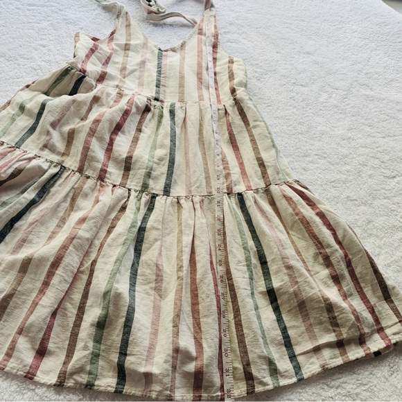American Eagle Striped Cream Halter Babydoll Tiered Smocked Dress | NWT | Medium - Picture 9 of 10